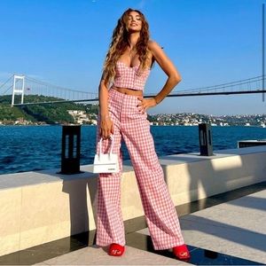 Zara pink gingham checkered set